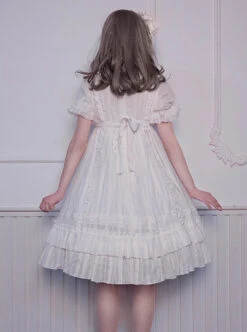 Pure Color Elegant Ruffles High Waist Short Sleeve Lolita Dress -NAUS Lolita Shop 10 500x672 40