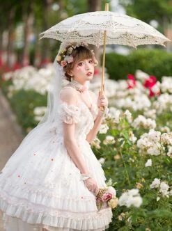 Bucharest Series JSK Rhinestones Lace Butterfly Decoration Classic Lolita Flowers Printing Dress Set -NAUS Lolita Shop 10 500x672 64