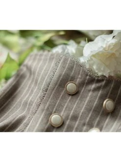 Elegant Slim Fit Detachable Halter Large Bow Striped Pocket Two-Wear Sling Classic Lolita Dress -NAUS Lolita Shop 10 500x672 79