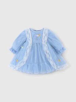 Round Neck Small Flower Fairy Embroidery Polka Dot Lace Ruffles Yarn Mesh Puff Sleeves Classic Lolita Kids Long Sleeve Dress -NAUS Lolita Shop 11 500x672 135