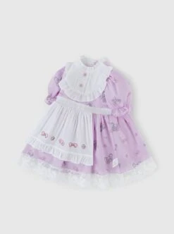 Purple Cartoon Anime Print Ruffle Lace Apron Sweet Lolita Kids Short Sleeve Dress -NAUS Lolita Shop 11 500x672 136