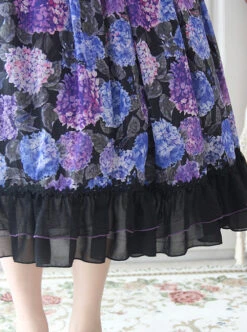 Elegant Floral Print Decoration Jacquard Lace Neckline Bow Pearl Classic Lolita Dress -NAUS Lolita Shop 11 500x672 26