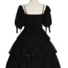 Sicily Series OP Three-section Hem Vintage Elegant Black Chiffon Classic Lolita Short Sleeve Dress