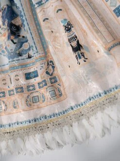 Egyptian Style Gorgeous Elegant Retro Black Cat Print Lace Round Neck Classic Lolita Sleeveless Dress Small Girdle Set -NAUS Lolita Shop 11 500x672 32