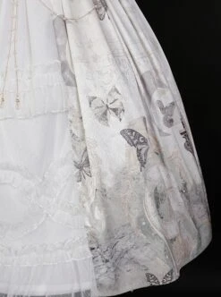 Butterfly Mankong Series Elegant Generous Collar The Clock Butterfly Print Polka Dot Mesh Open Placket Classic Lolita Short-Sleeved Dress -NAUS Lolita Shop 11 500x672 48