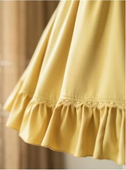 Elegant Satin Lace Lace Collar Tunic Slim Fit Multicolor Puff Short Sleeve Bow Belt Classic Lolita Dress -NAUS Lolita Shop 12 500x672 10