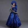 Klein Blue Retro Style Square Collar Chest Bowknot Black-white Lace Long Sleeve Court Prom Lolita Dress