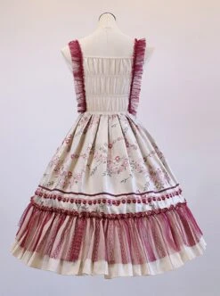 Forget Worry Chrysanthemum Series JSK Woven Cotton Flower Embroidery Patchwork Lace Classic Lolita Sleeveless Dress Set -NAUS Lolita Shop 12 500x672 19