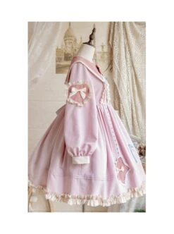 Red Pentagram Design Cute Big Lapel Neckline Bow Decoration Pleated Ruffle Trim Classic Lolita Long Sleeve Dress -NAUS Lolita Shop 12 500x672 24