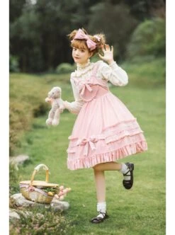 Rococo Series JSK Pure Color Velvet Elegant Classic Lolita Ruffle Sling Dress -NAUS Lolita Shop 12 500x672 28