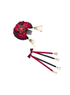 Japanese Style Classic Lolita Oiran Tea Party Flower Wedding Cherry Blossoms Dress JSK Head Jewelry Shirt Hairband Side Clip Set -NAUS Lolita Shop 12 500x672 4