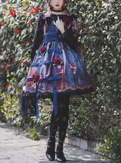Midnight Magic Series Gothic Style Graphic Print Decoration Personalized Pendant Cloth Strip Lolita Slip Dress -NAUS Lolita Shop 12 500x672 46