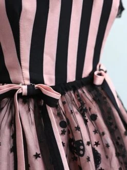 Striped Witch Cat Print Detachable Black Star Lace Net Yarn Halloween Gothic Lolita Sleeveless Dress -NAUS Lolita Shop 12 500x672 52