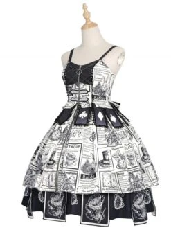 Black White Alice Series JSK Retro Splicing Punk Lolita Sling Dress -NAUS Lolita Shop 12 500x672 84