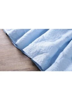 Rose Flower Embossed Texture Pleated Fluffy Hem Cute Flying Sleeves Decoction Children Lolita Kids Blue Dress -NAUS Lolita Shop 12 500x672 90