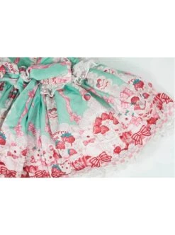 Pink Strawberry Cake Cute Rabbit Pattern Print Pleated Bow Lace Decoration Classic Lolita Kid Dress -NAUS Lolita Shop 12 500x672 99