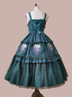 Grape Manor Series Solid Color Jacquard Grape Embroidery Elegant Classic Lolita Sleeveless Dress -NAUS Lolita Shop 13 500x672 11