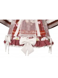 Chinese Style Chiffon Ruffled Pleats Sweet High Waist Tie RopePuppy Print Bow Knot Decoration Classic Lolita OP Dress Set -NAUS Lolita Shop 13 500x672 13