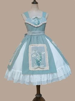 Elegant Embroidered Lace Rose Jacquard Fabric Ruffle Hem Classic Lolita Sleeveless Dress -NAUS Lolita Shop 13 500x672 18