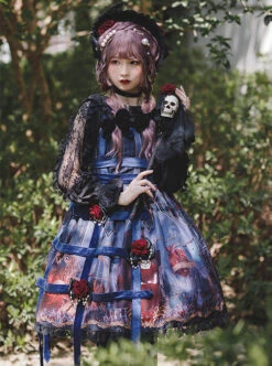 Midnight Magic Series Gothic Style Graphic Print Decoration Personalized Pendant Cloth Strip Lolita Slip Dress -NAUS Lolita Shop 13 500x672 27