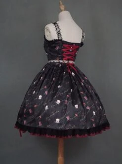 Sweet Cool Girly Halloween Clown Print Spider Web Decoration Lace Gothic Lolita Sleeveless Dress -NAUS Lolita Shop 14 500x672 16