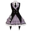 Black-Purple Cute Sweet Handsome Cool Metal Decoration Solitaire Bow-Knot Swallowtail Sleeveless Punk Lolita Dress