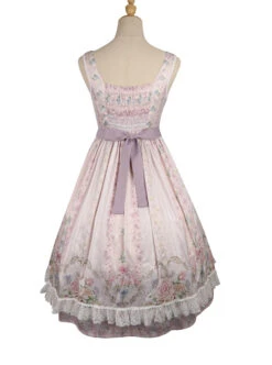 Flowers Wall Series JSK Printing Light Purple Chiffon Elegant Classic Lolita Sling Dress -NAUS Lolita Shop 14 500x672 8