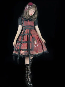 Midnight Magic Series Gothic Style Graphic Print Decoration Personalized Pendant Cloth Strip Lolita Slip Dress