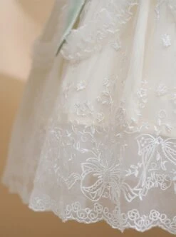 Delicate Lace Jacquard Embroidery Crinkled Mesh Fabric Sexy Deep V Neckline Design Ribbon Bow Decoration Classic Lolita Dress -NAUS Lolita Shop 15 500x672 2