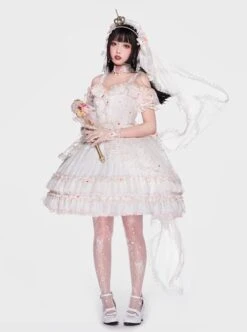 Bucharest Series JSK Rhinestones Lace Butterfly Decoration Classic Lolita Flowers Printing Dress Set -NAUS Lolita Shop 15 500x672 8