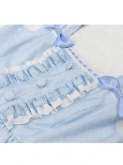 Forest Of Spring Series Cute Animal Pattern Folds Bow Knots Puffed Hem Classic Lolita Sling Dress Set -NAUS Lolita Shop 15 500x672 9