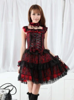 Red And Black Lace Gothic Lolita Sleeveless Dress -NAUS Lolita Shop 1653444232 90n 500x672 1