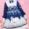 Ice Bear Island Series OP Bowknot Blue Classic Lolita Long Sleeve Dress