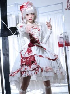 Elegant Small Square Collar Detachable Rose Ornament Pearl Bubble Long Sleeve Front Short Back Long Gothic Lolita Dress -NAUS Lolita Shop 1655693051 1ez 500x672 1