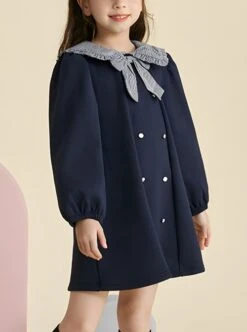 College Style Plaid Bowknot Lapel Double Breasted Fashion Warm School Lolita Kids Long Sleeve Dress -NAUS Lolita Shop 1678784999 5VF 500x672 1