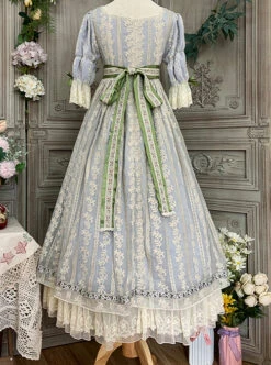 Sally Garden Series Daily Imperial Style Square Neckline High Waist Lotus Short Sleeves Small Floral Embroidery Long Dress OP -NAUS Lolita Shop 1702634148 8rF 500x672 1