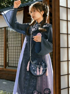 Blue White Porcelain Series Chinese Elements Fantasy Floral Print Vintage Classic Lolita Suspender Dress Crossbody Bag Set -NAUS Lolita Shop 1712044134 ETK 500x672 1