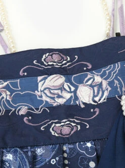 Blue White Porcelain Series Chinese Elements Fantasy Floral Print Vintage Classic Lolita Suspender Dress Crossbody Bag Set -NAUS Lolita Shop 1712044149 a1T 500x672 1