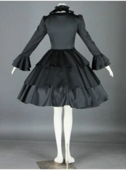 Gorgeous Black Long Sleeves Cotton Gothic Lolita Dress -NAUS Lolita Shop 1 203 500x672 1