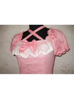 Cute Short Sleeves Pink Cotton Lolita Dress -NAUS Lolita Shop 1 244 500x672 1