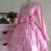 Sweet Long Sleeves Pink Bow Cotton Lolita Dress