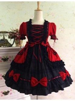 Gothic Long Sleeves Red And Black Lace Cotton Lolita Dress -NAUS Lolita Shop 1 278 500x672 1