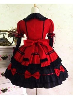 Gothic Long Sleeves Red And Black Lace Cotton Lolita Dress -NAUS Lolita Shop 1 281 500x672 1