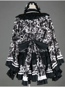 Black And White Long Sleeves Cotton Gothic Lolita Dress -NAUS Lolita Shop 1 361 500x672 1