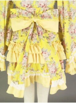 Yellow Beautiful Long Sleeves Cotton Sweet Lolita Dress -NAUS Lolita Shop 1 399 500x672 1