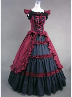 Black And Red Bandage Floral Double-Layer Lolita Prom Dress -NAUS Lolita Shop 1 555 500x672 1