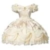 Elizabeth Little Star Flower Series Pure Color Satin Handmade Cross Star Pearl Palace Elegant Classic Lolita Short-Sleeved Dress