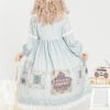 The Gallery Series OP Printing Classic Lolita Light Blue Long Sleeve Dress