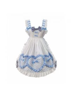Alice Bunny Series OP Blue Plaid Doll Sleeve Bowknot Sweet Lolita Short Sleeve Dress -NAUS Lolita Shop 2 500x672 1139