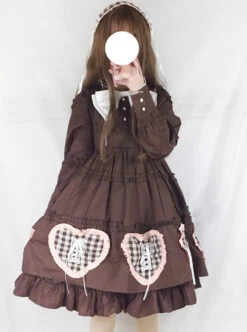 Bowknot Heart-shaped Pattern Sweet Lolita Long Sleeve Dress -NAUS Lolita Shop 2 500x672 1141